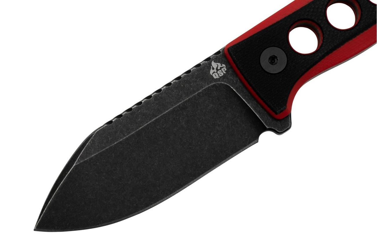 QSP Knife Canary QS141-B2 Blackwashed, Black Red G10, nekmes