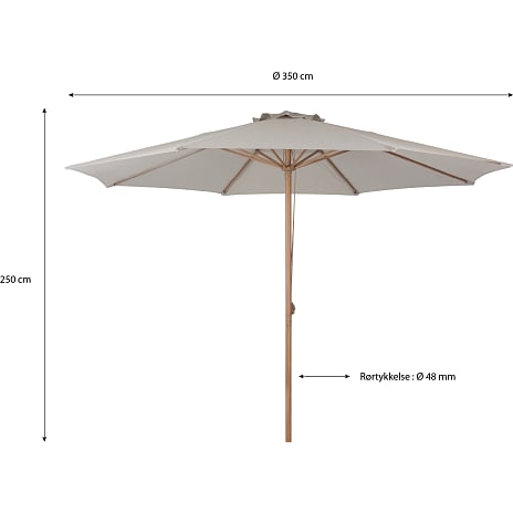 San Diego parasol med snoretræk Ø:350 cm - beige
