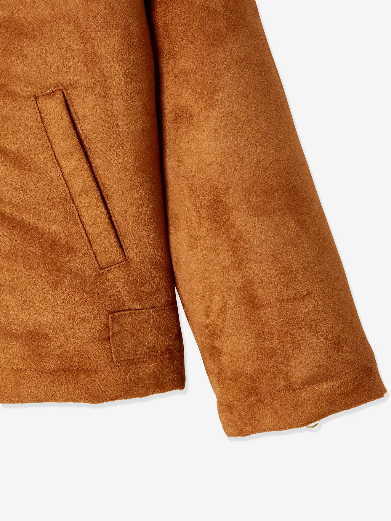 Jaqueta de nobuck estilo perfeito para meninas, cinza escuro