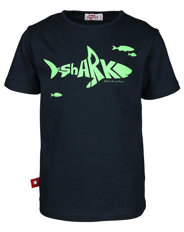T-Shirt NEON HAI in dunkelblau/neongrün