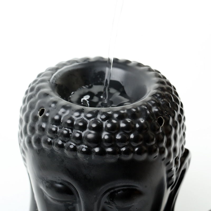 Keramik Aroma Duftlampe Buddha Home Deko Teelicht Halterung - Weiss