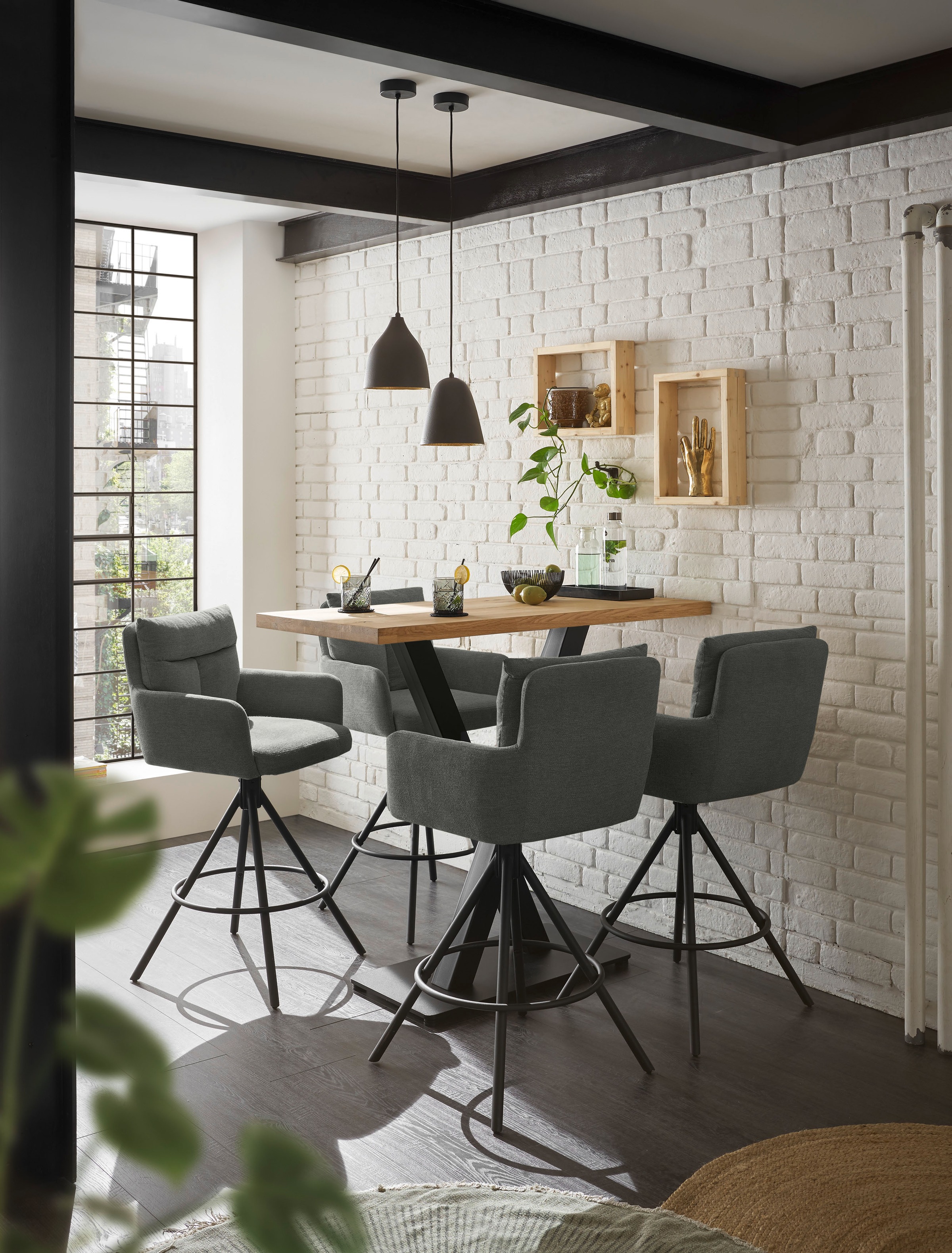 Stolkom Bartisch »Duke Eiche Massivholz geölt, Hochtisch BxHxT 120x104x60 cm« Gerade Kante, Eiche Massivholz geölt durchgehende Lamelle