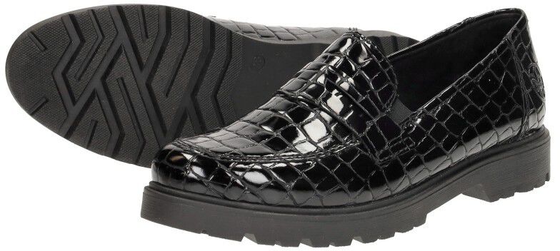 Rieker Mocassin zwart croco lak