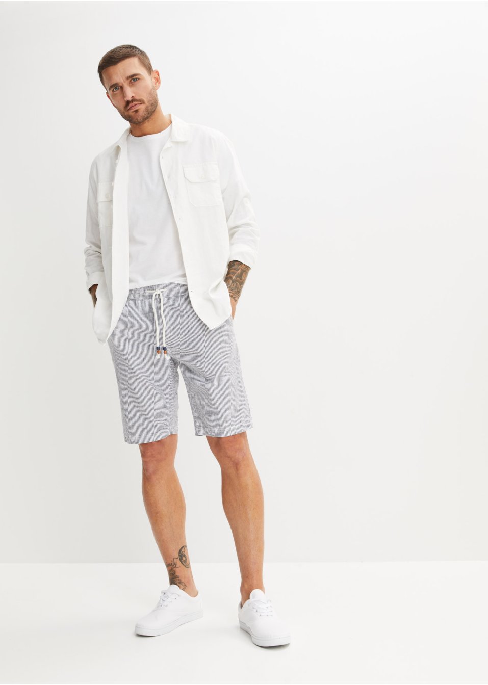 Bermuda en lin mélangé, Regular Fit