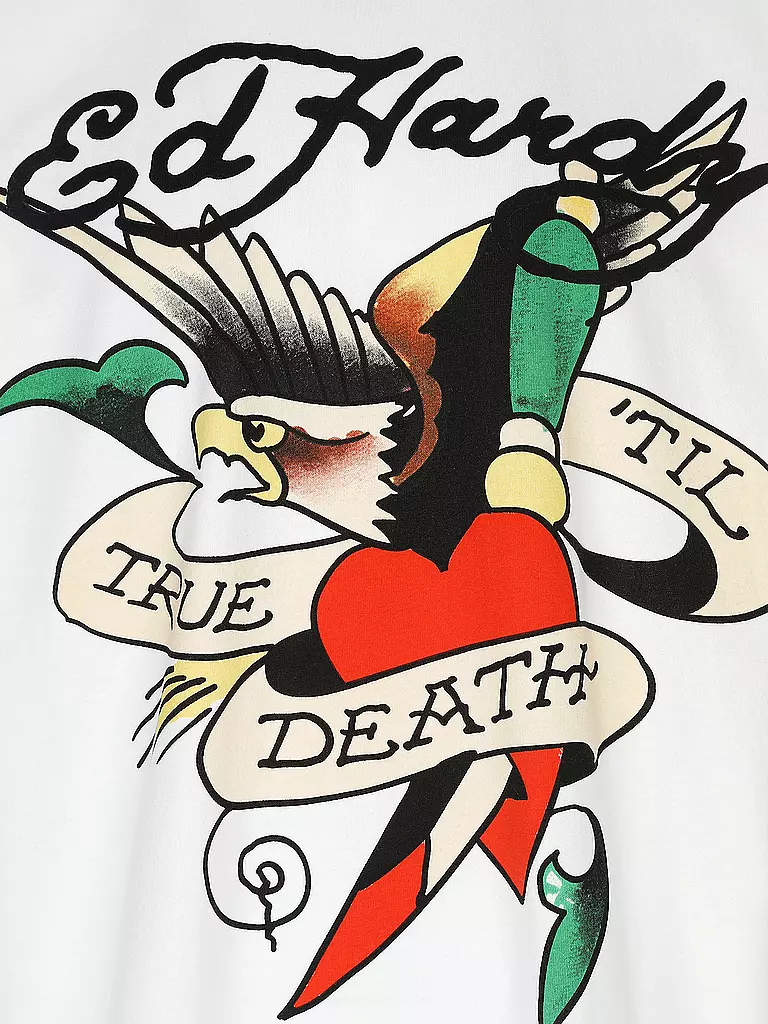 ED HARDY T-Shirt TRUE TILL ROSE SNAKE weiss