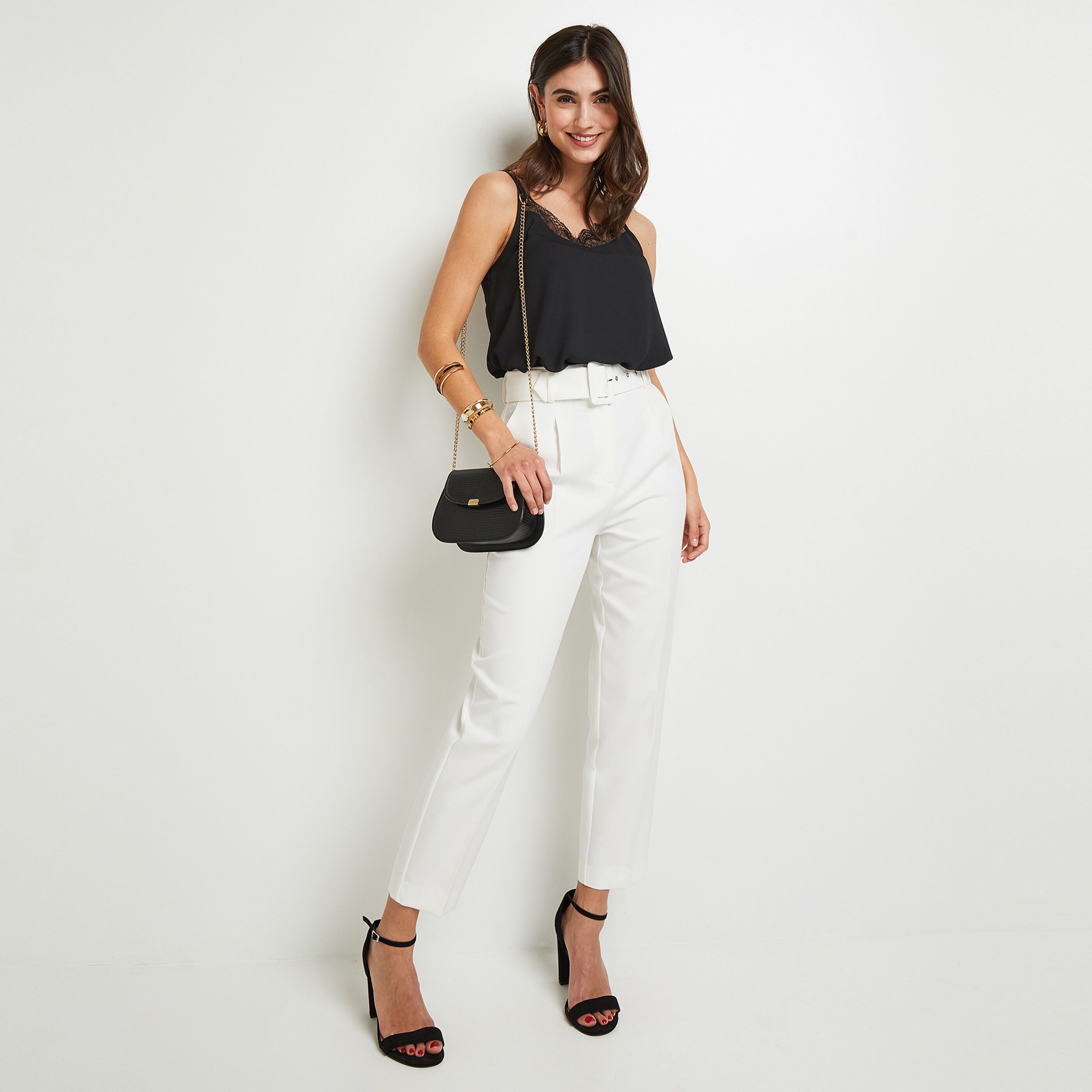 Pantalon cigarette femme - BLANC