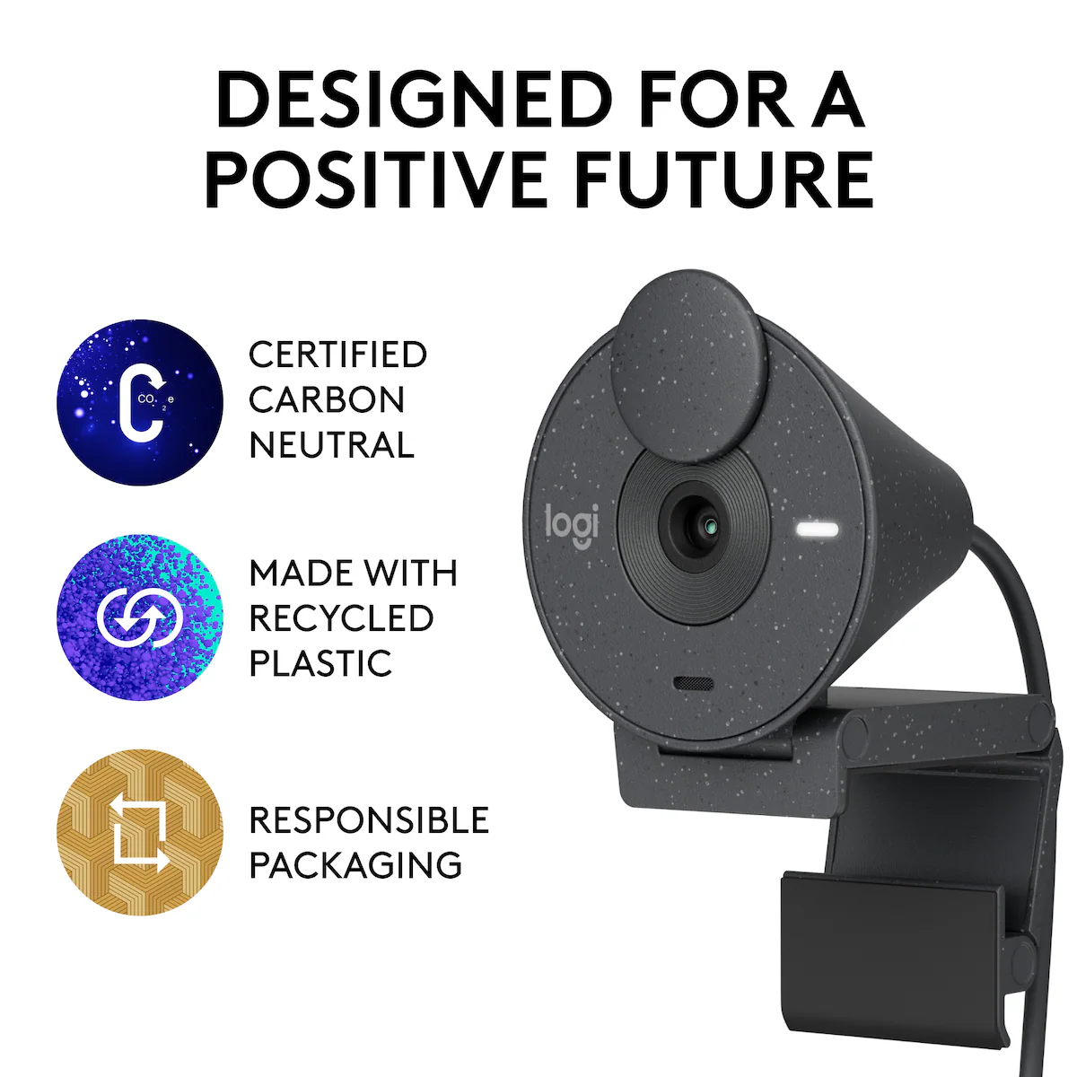 Logitech Brio 300 webkamera (sort)