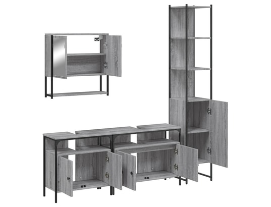 VIDAXL - Ensemble de meubles de salle de bain 4 pcs sonoma gris