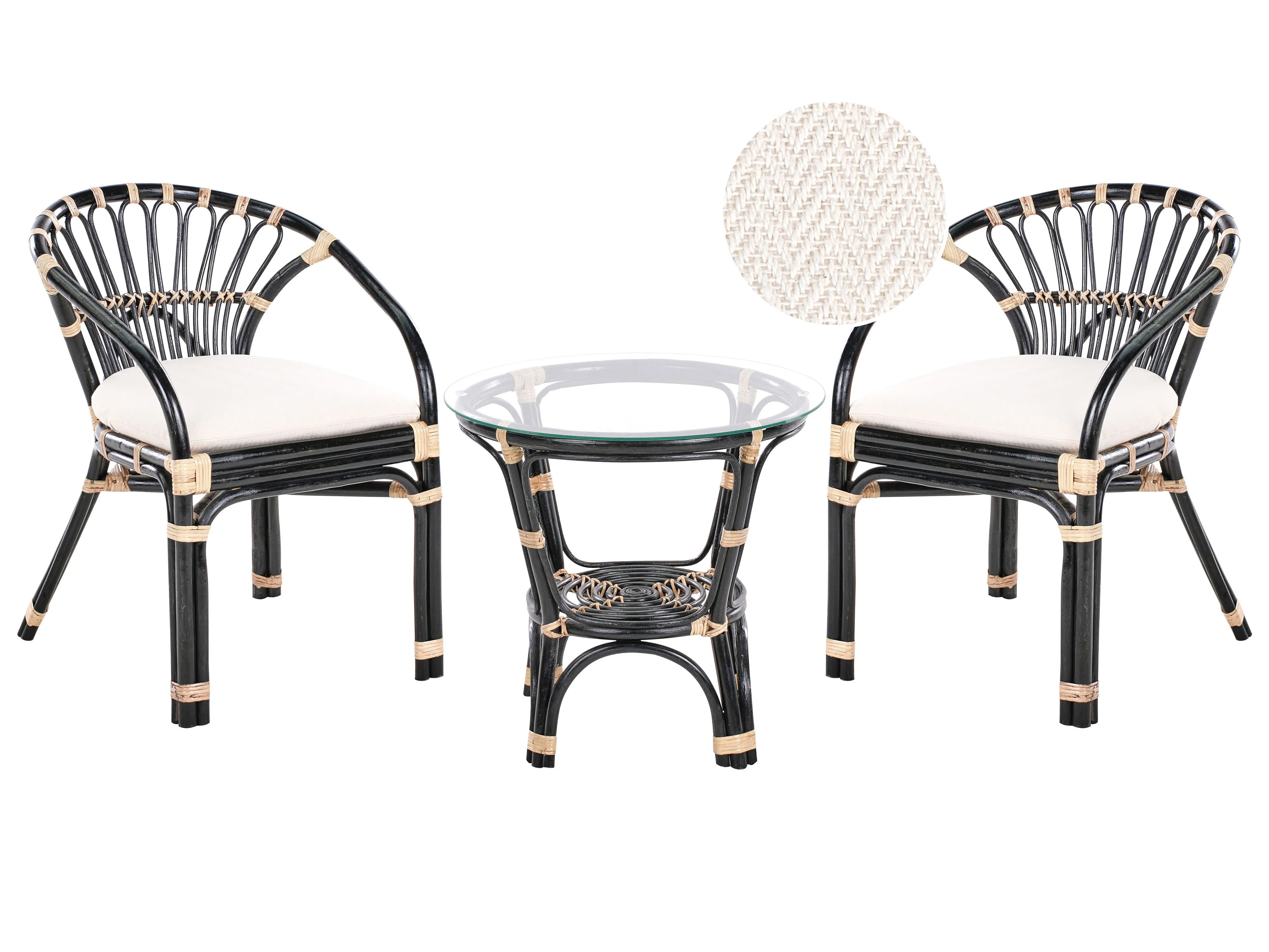 Bistroset met kussens PECORINI Rotan Zwart