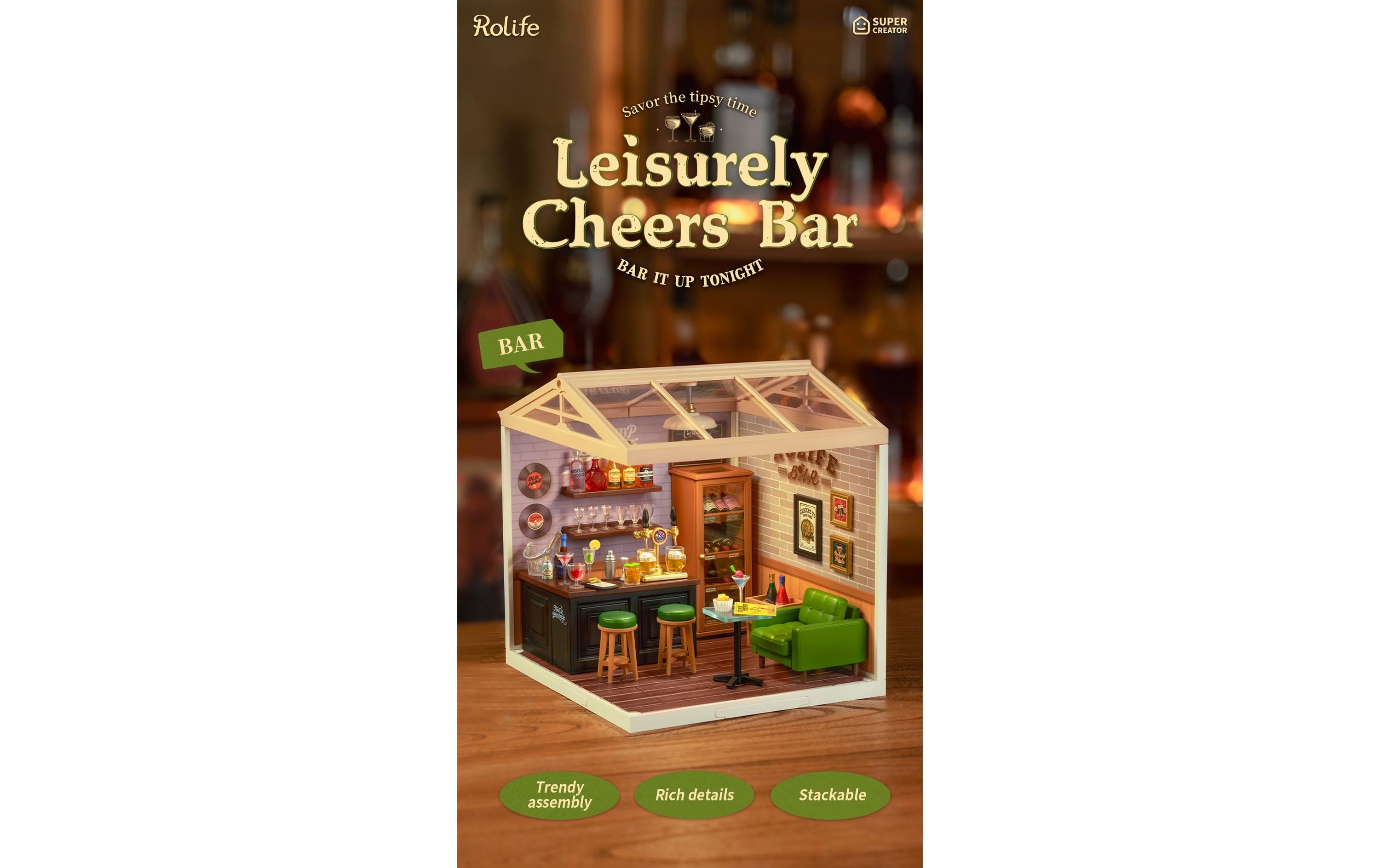 Bausatz Leisurely Cheers Bar3D-Puzzle aus lasergeschnittenen Holzteilen