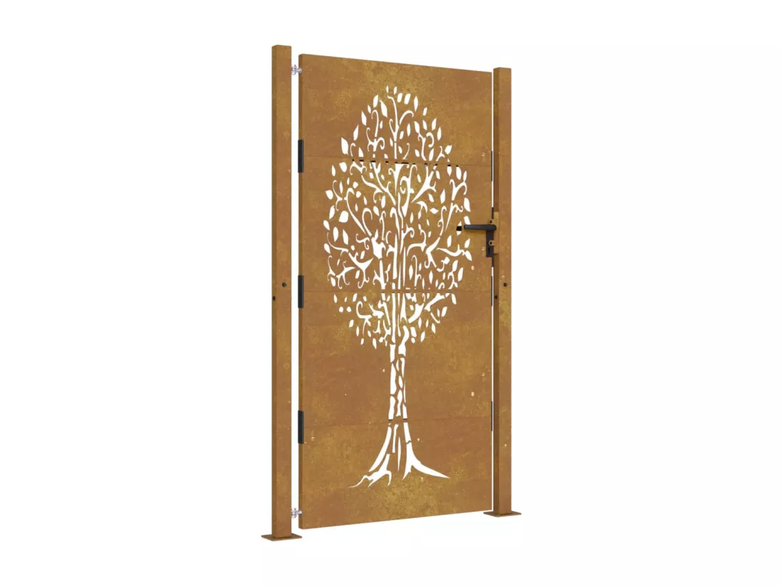 Portail de jardin 105x180 cm acier corten conception de l'arbre