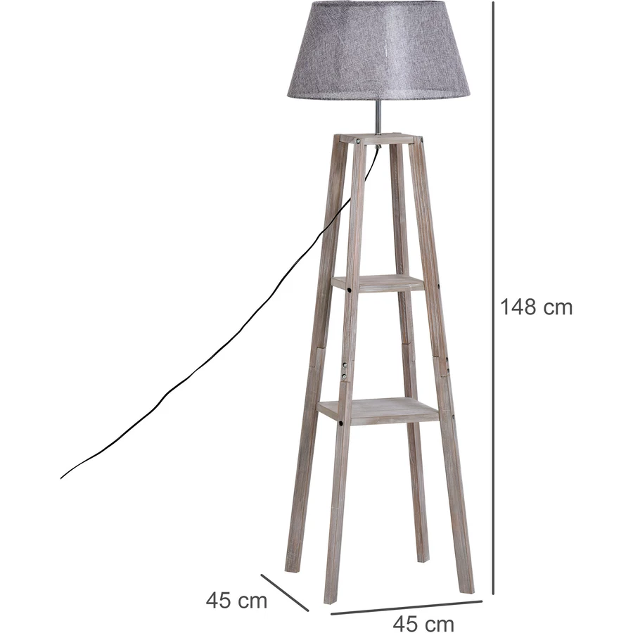 HOMCOM Stehlampe im skandinavischen Stil grau