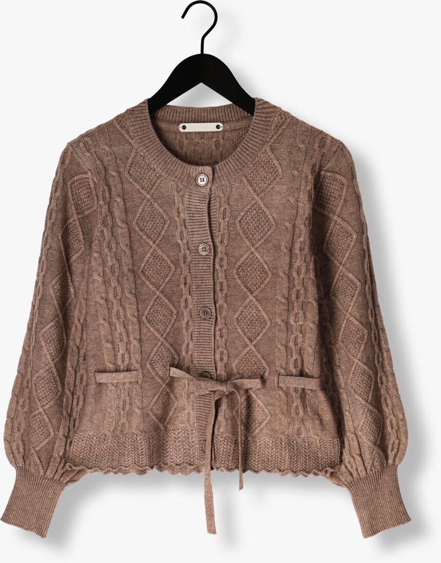 taupe co'couture vest row cable tie cardigan