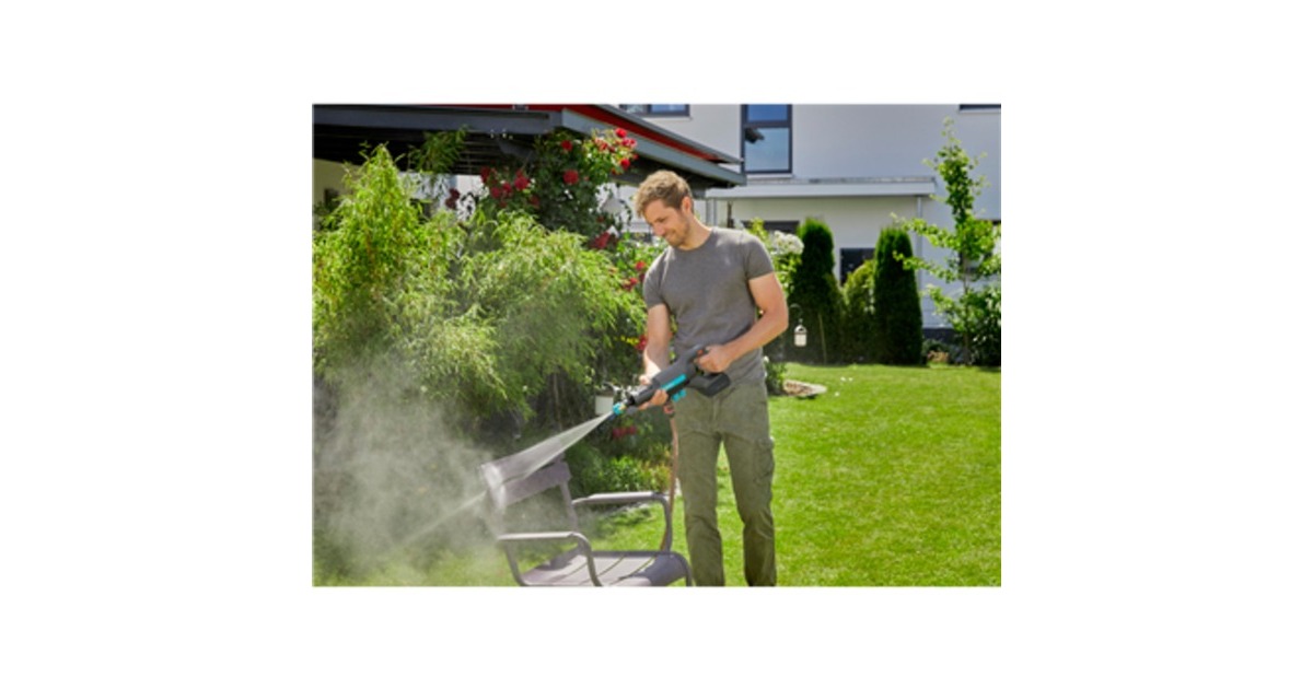 GARDENAAquaClean 24/18 V P4A Premium Set drukreiniger  (Grijs/turquoise, 14800-31, Accu inbegrepen)