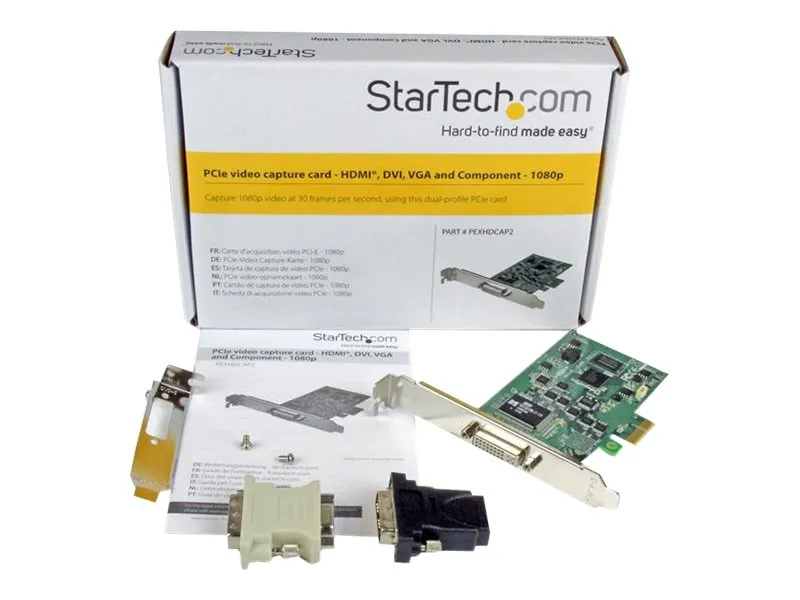StarTech.com PCIe Video Capture Card - PCIe Capture Card - 1080P - HDMI, VGA, DVI, & Component - Capture Card (PEXHDCAP2) - Videooptagelsesadapter - PCIe - for P/N: BNDTB10GI, BNDTB210GSFP, BNDTB310GNDP, BNDTB410GSFP, BNDTB4M2E1, BNDTBUSB3142