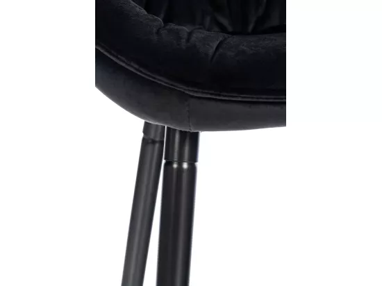 Lot de 2 Tabouret de bar - Velours & Métal noir mat - Noir - Gibson