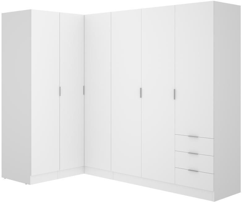 Vente-unique Hoekkast - Wit - 6 Deuren - 3 Lades - L213 cm