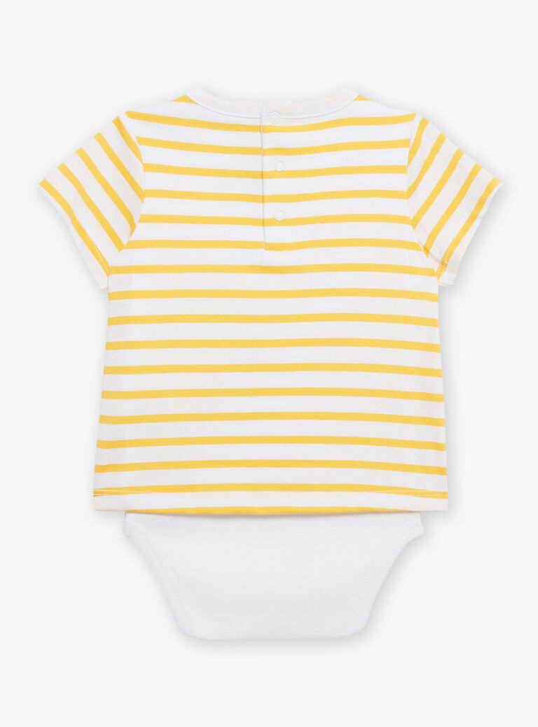 Body t-shirt jaune à imprimé à rayures.