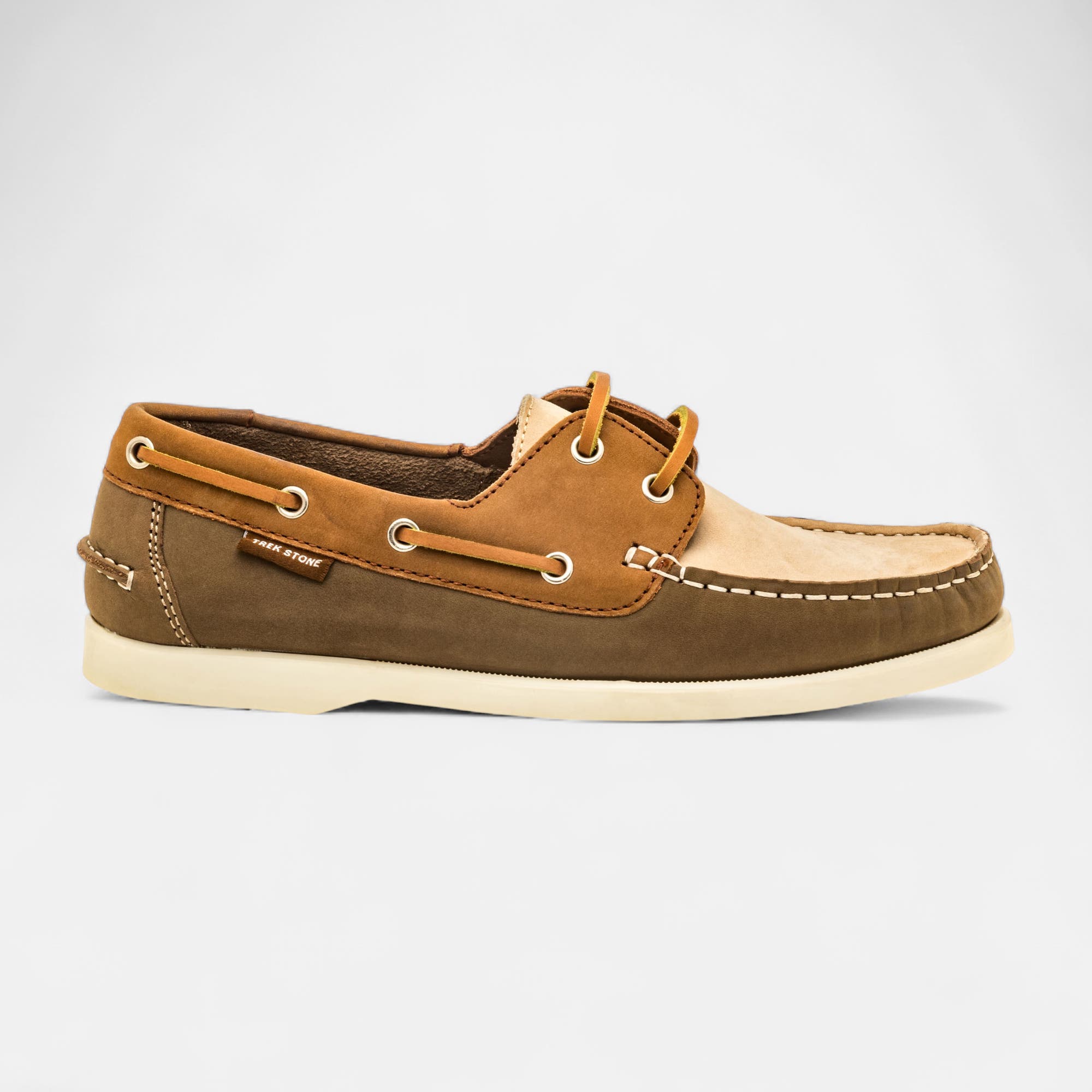 Chaussures bateau Homme en cuir kaki