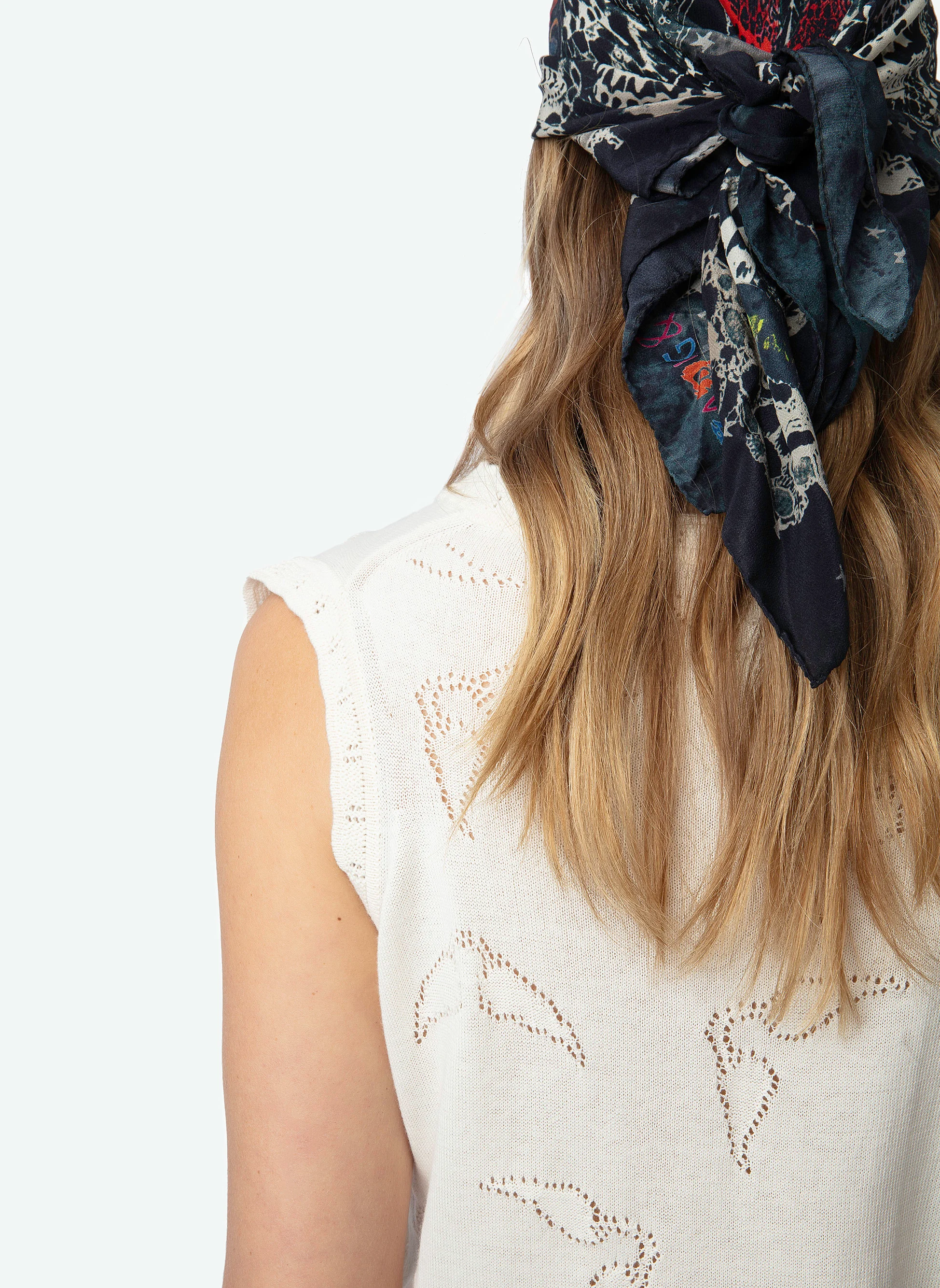 EMMYL - Pull sans manches en maille pointelle de coton bio | Blanc