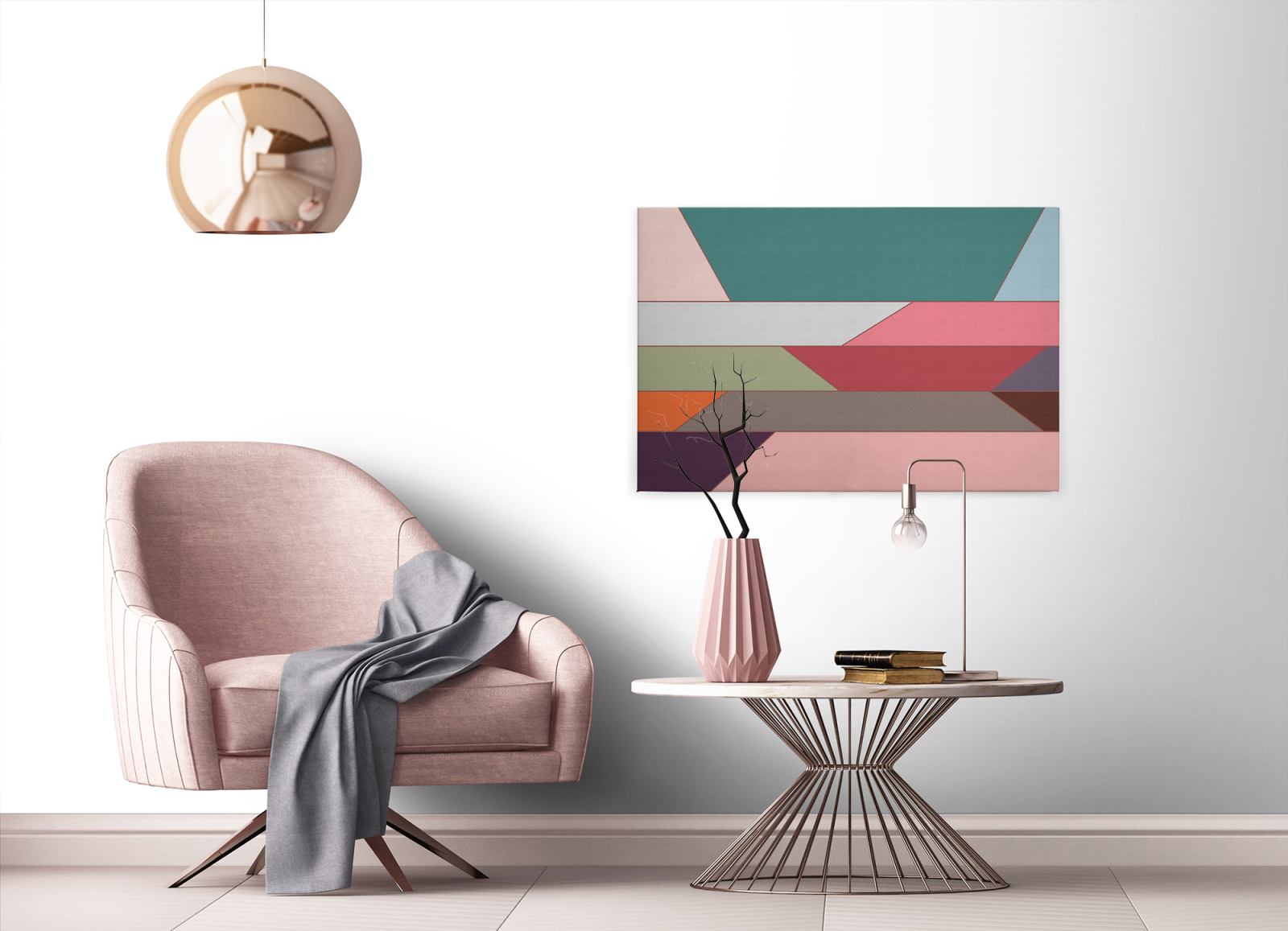Leinwandbild GEOMETRISCHE MUSTER - bunt-grün - 90x60 cm