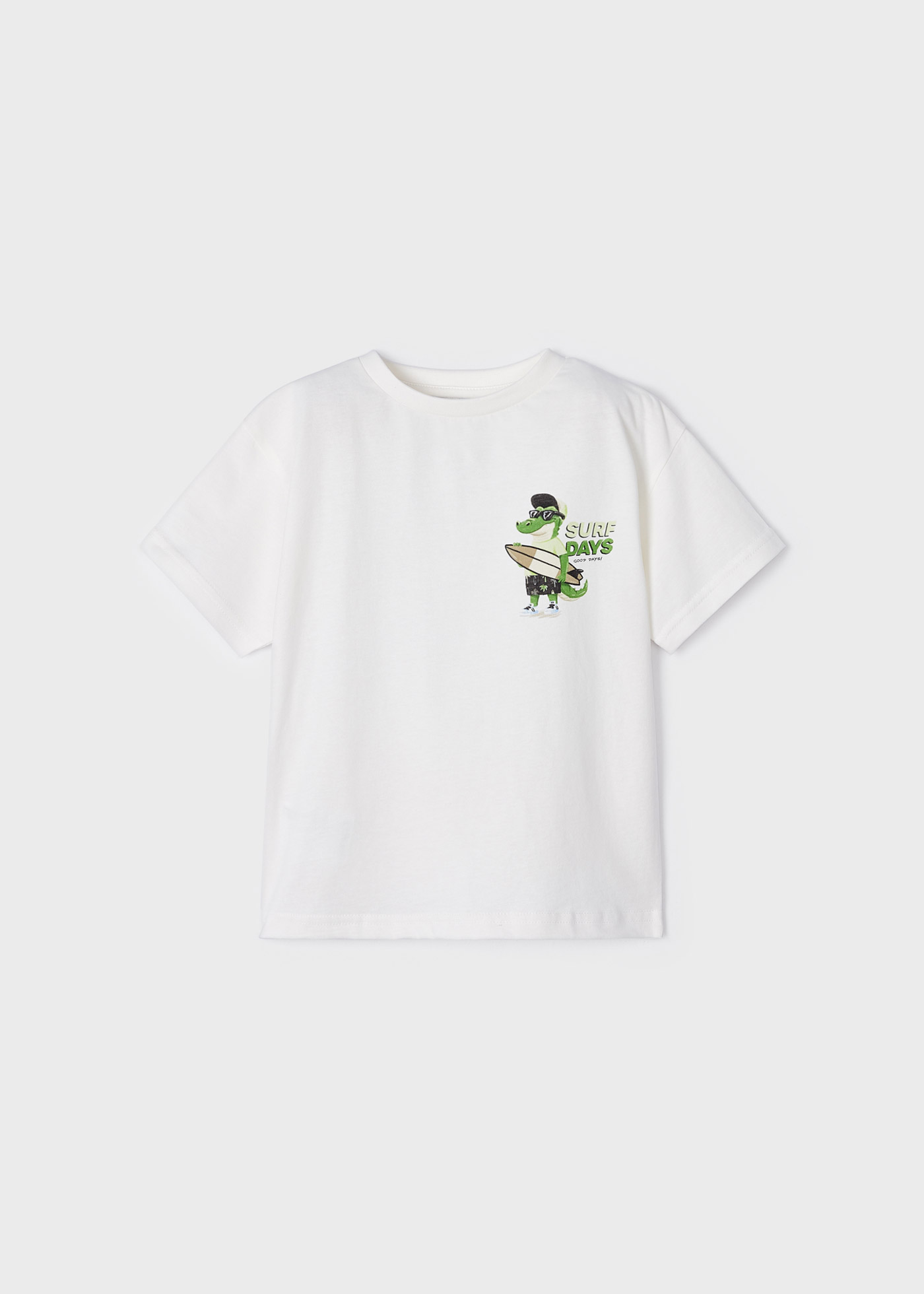 Camiseta infantil masculina em algodão sustentável com estampa.