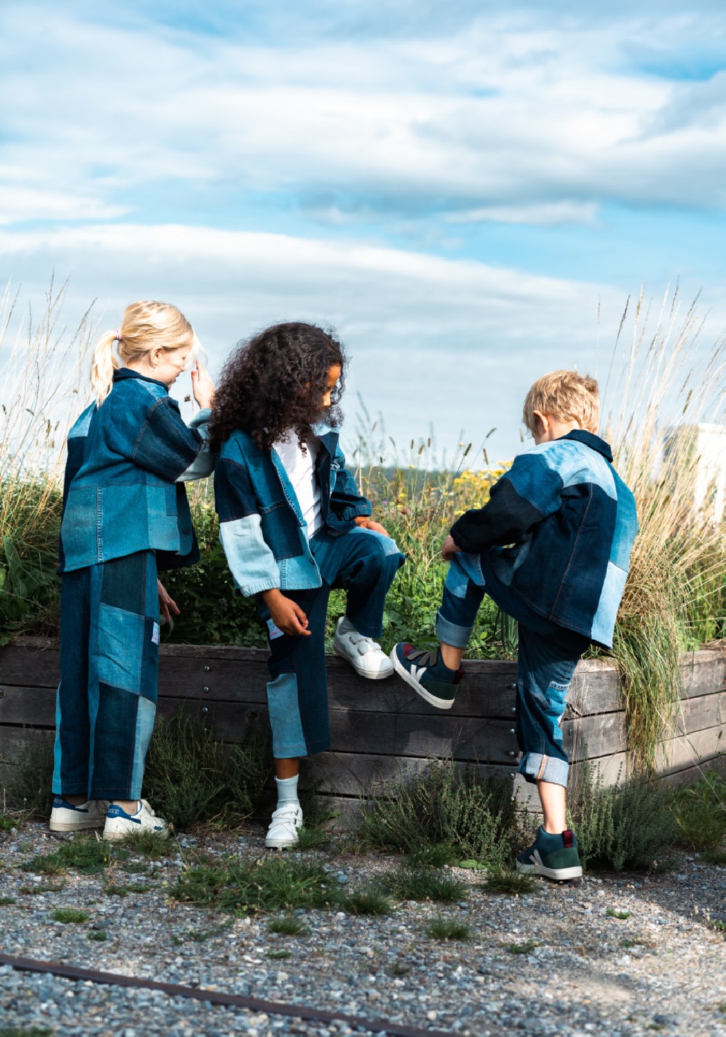 RRREVOLVE x Mini Etiquette Kinderjacke Patchwork Denim