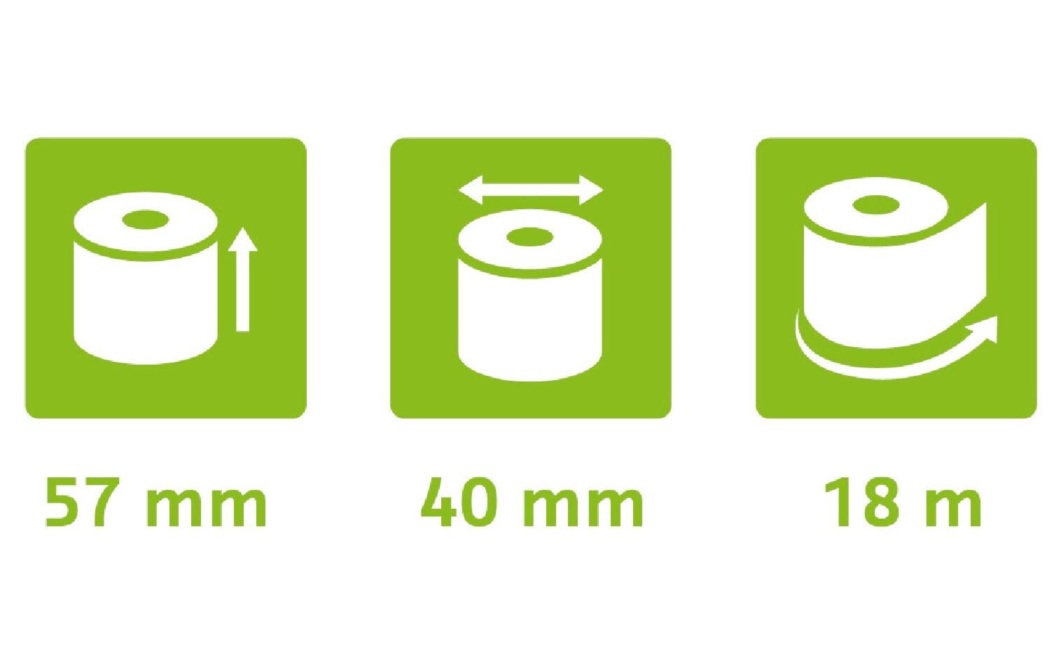 Thermo-Papierrolle 57 x 40 x 12 mm, 18 m, 20 StückPapierrollen ohne Kern