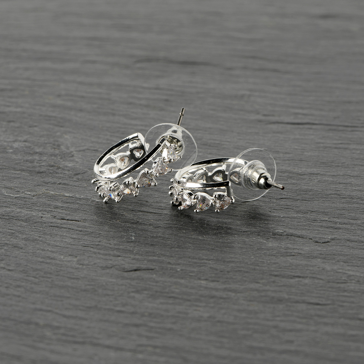 Gina Damen Creolen mit Ziersteinchen silber