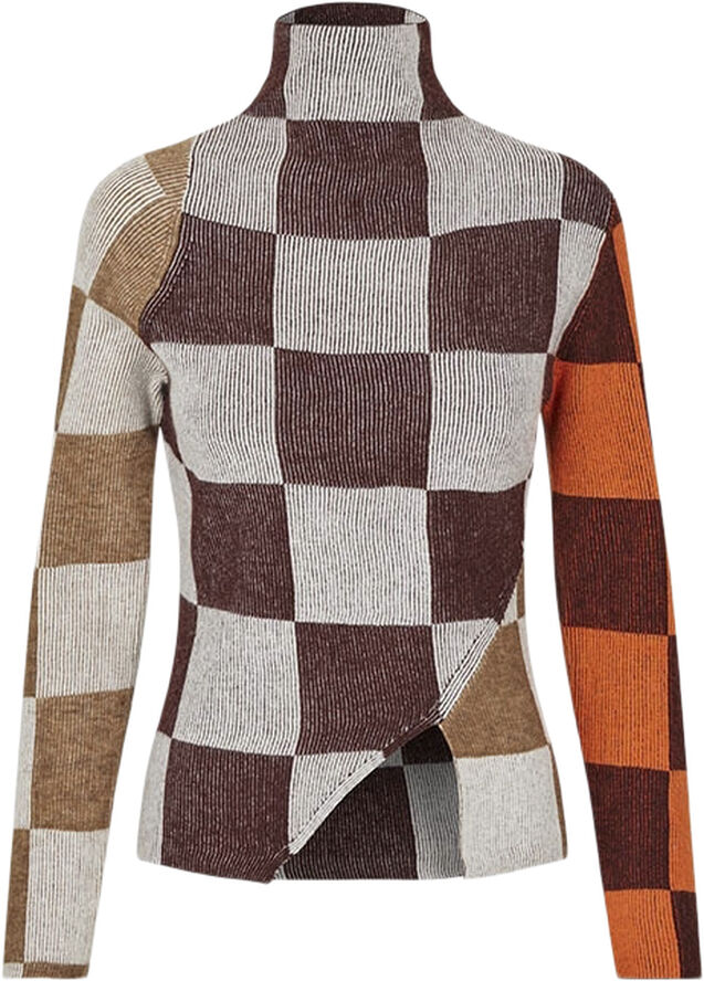 Stine Goya Long Sleeve Asymmetric Top, 2279 Light Rib Chocolate combo