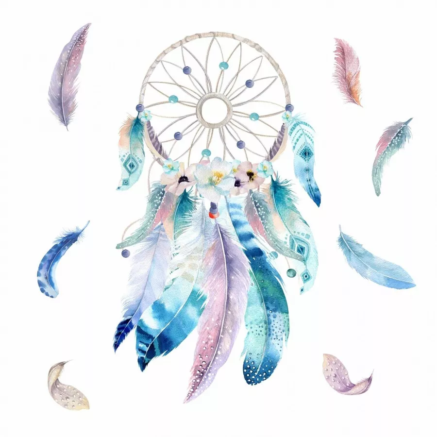 Nikima Wandtattoo 228 Wandtattoo Traumfänger blau bunt