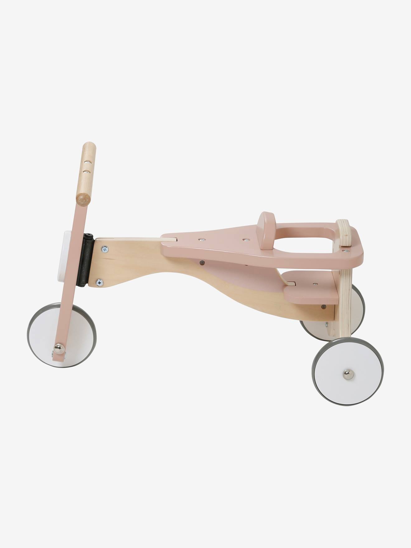 Conjunto de andador e carrinho de bebê de madeira, com certificação FSC®, bege médio com motivos.