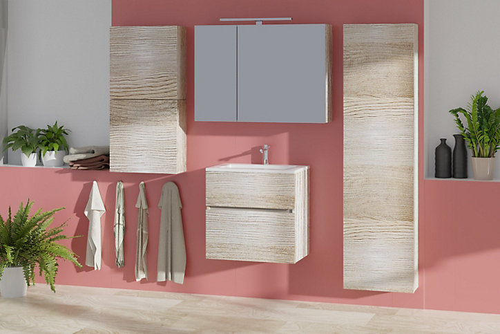Meuble sous vasque Calao aspect chêne clair 60 cm