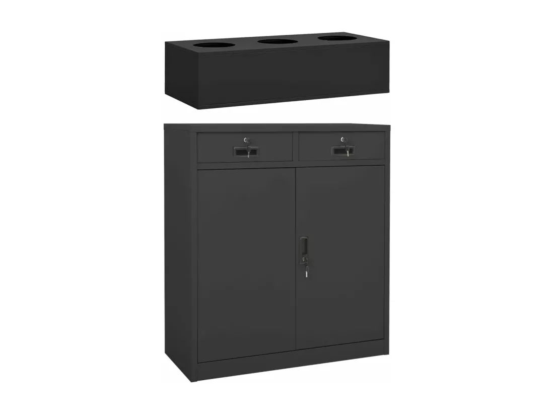 Armoire de bureau et jardinière Anthracite 90x40x125 cm Acier