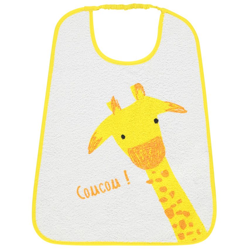 Bavoir en éponge motif girafe - Blanc
