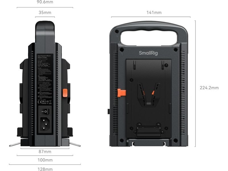 Smallrig Zweikanal-V-Mount-Akkuladegerät Ermöglicht das gleichzeitige Laden von zwei V-Mount-Akkus
