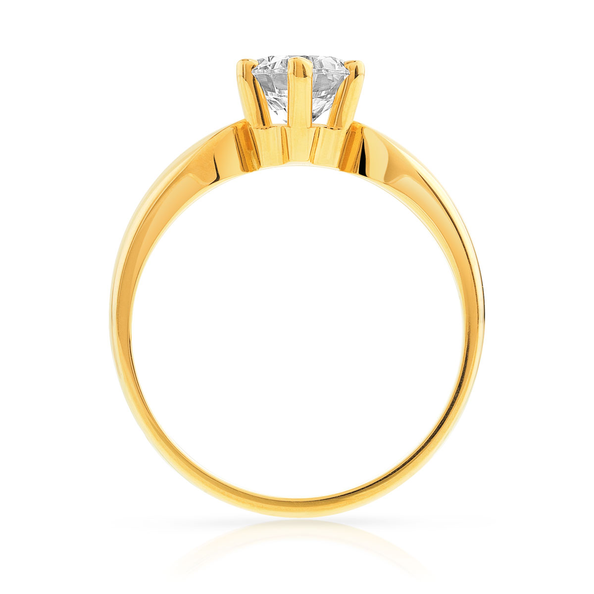Solitaire or 750 jaune diamant synthétique 1 carat