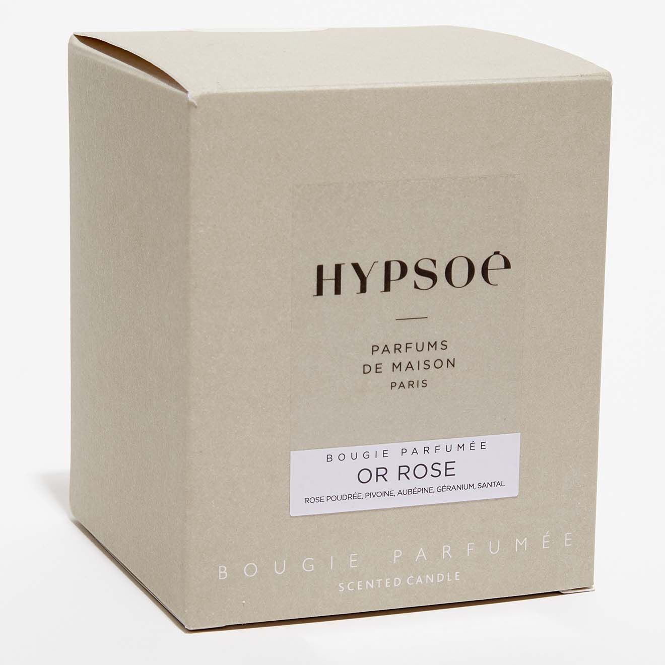 Hypsoé Bougie parfumée verre coloré fumé Or Rose - 1 mèche 50h