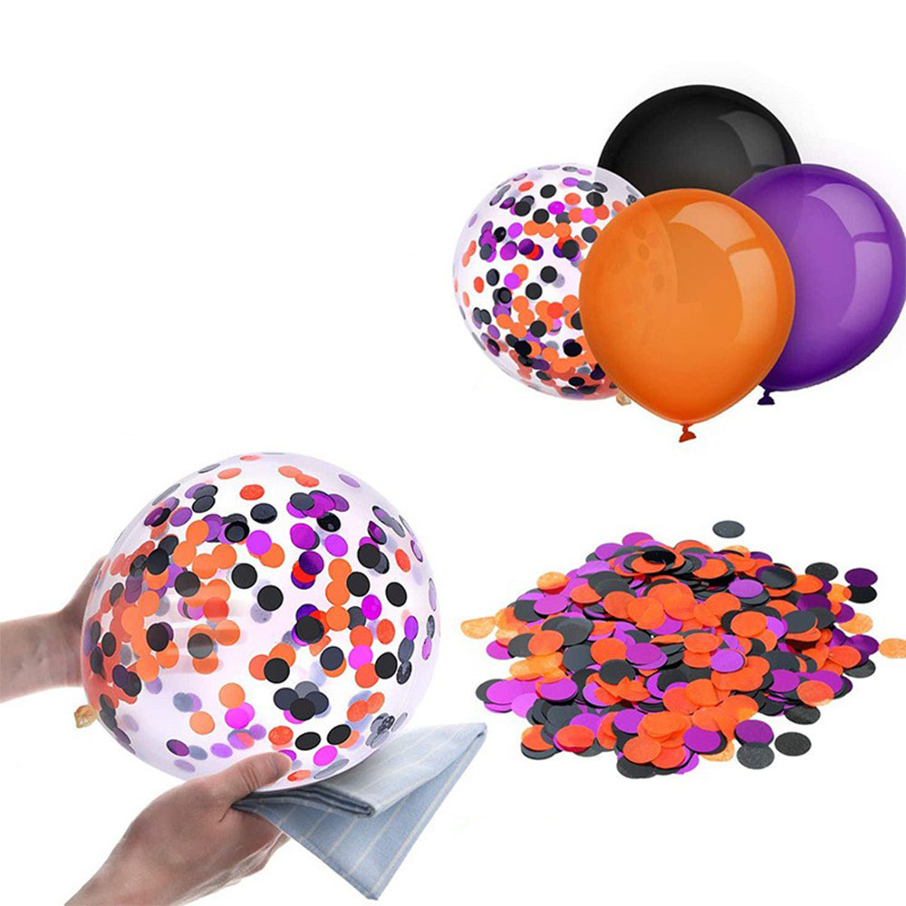 (129-tlg. Set) Halloween Luftballons Party Dekoration Latex Ballons - Orange / Violett / Schwarz