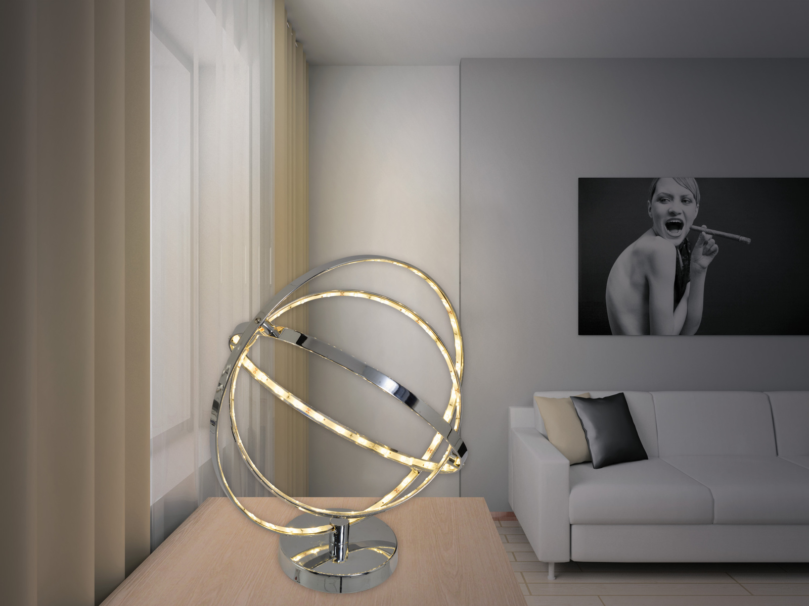 LED-Tischleuchte UNIVERSE - chrom - 39 cm