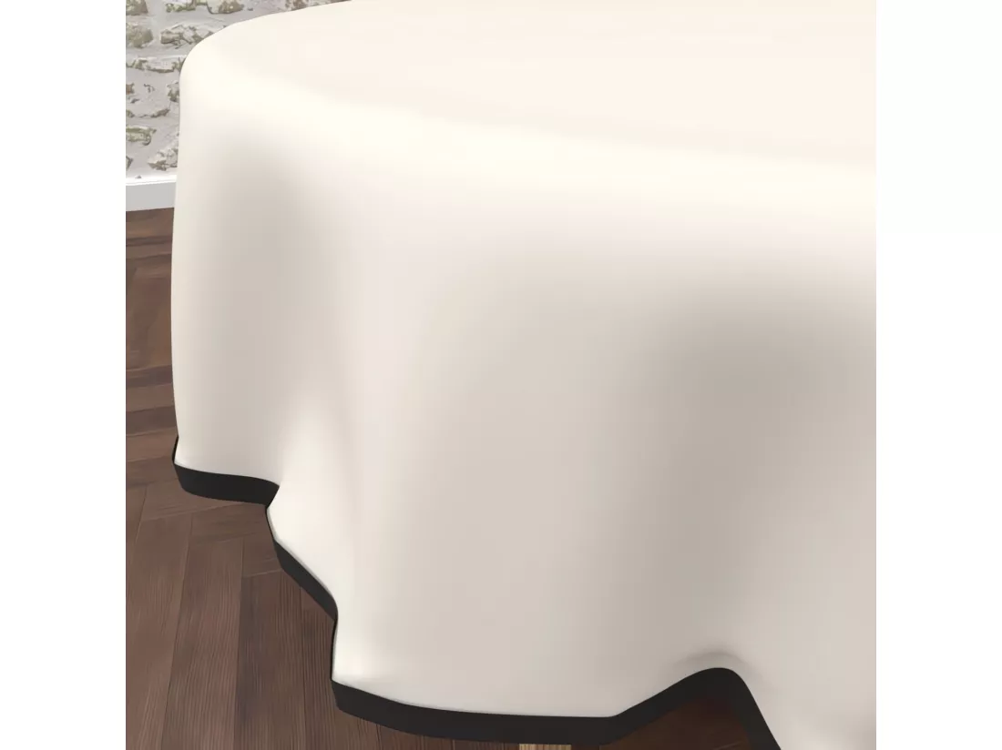 Nappe ronde anti-tâches en microfibre lavée diamètre 180 cm BOHEME lin, par Soleil d'Ocre