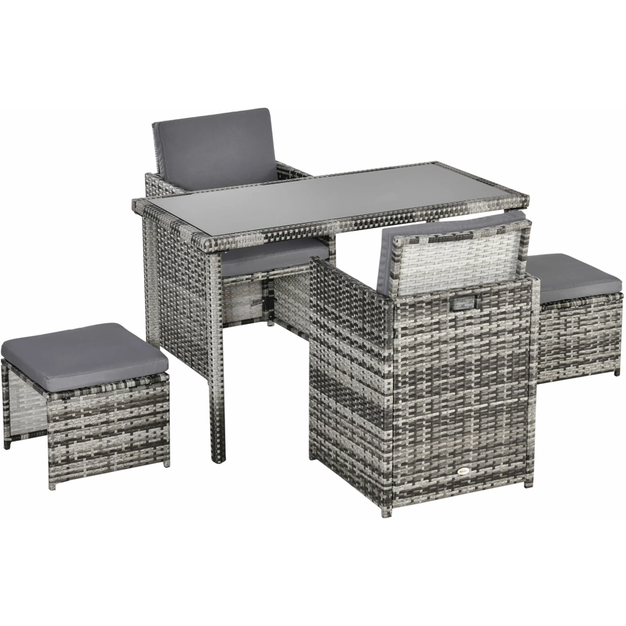 Outsunny Sitzgruppe aus Polyrattan geflecht grau