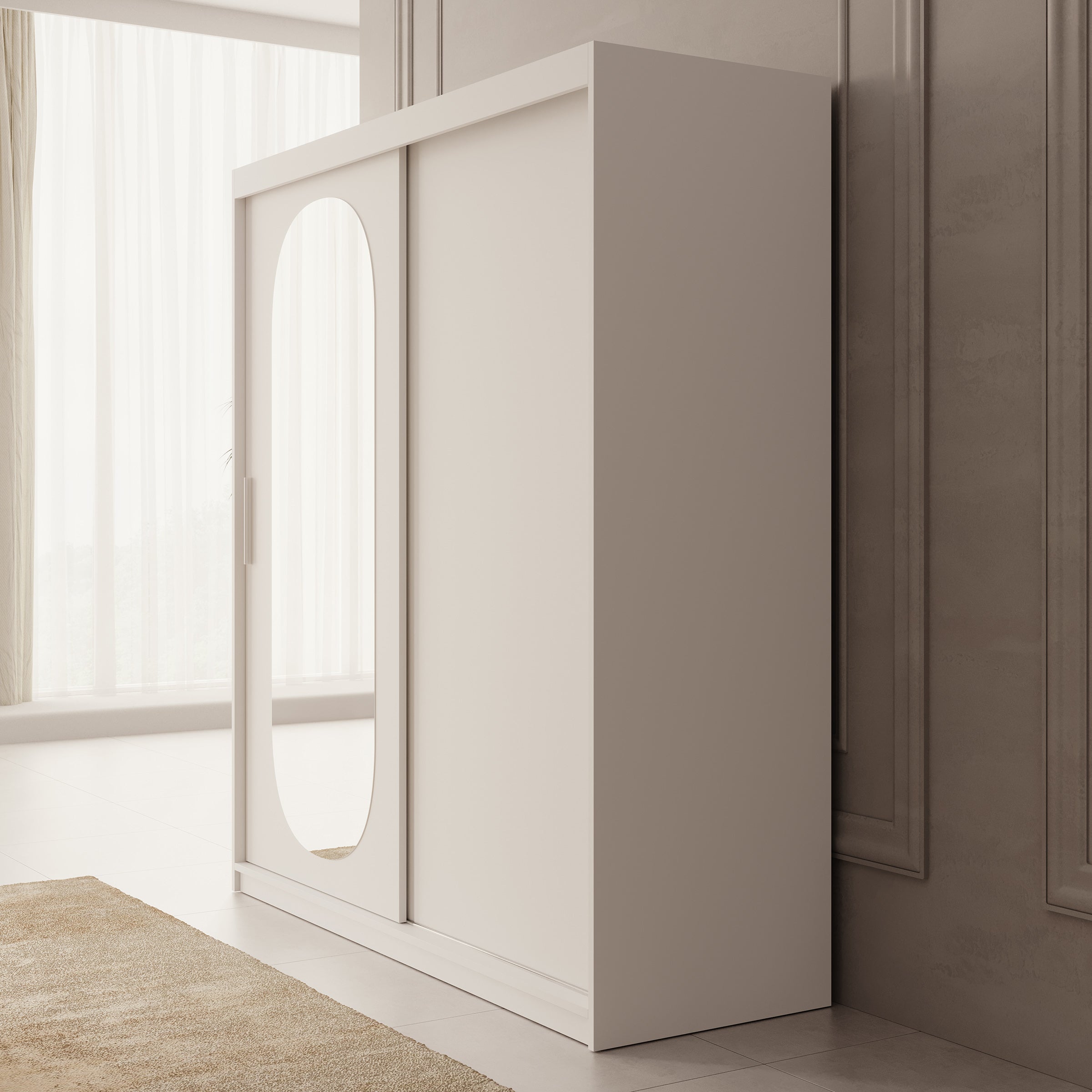 Bodhi - Kledingkast met schuifdeuren - Wit - 180x62x200 cm