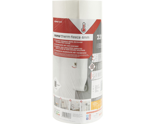 Noma Therm Fleece isolatiebehang, isolatiefolie voor binnenmuurisolatie, 10 m x 50 cm
