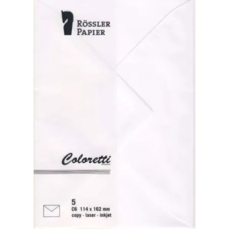 Rössler 220705509 Briefumschläge, weiß, C6, 5 Stück