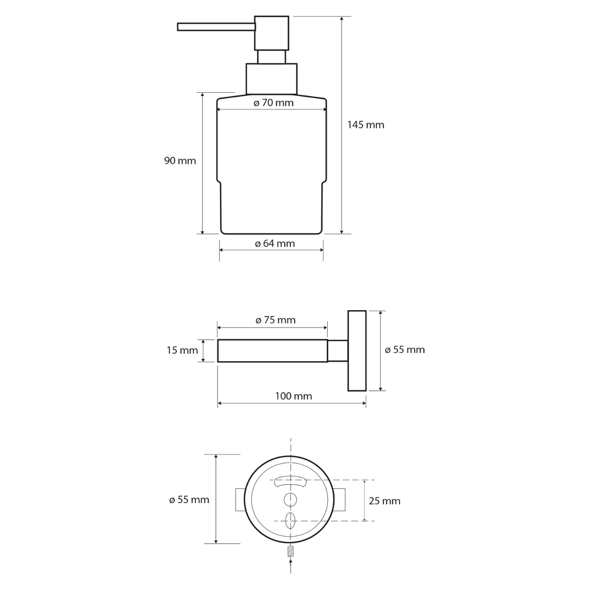 Sapho X-Round zeepdispenser klein 200ml chroom