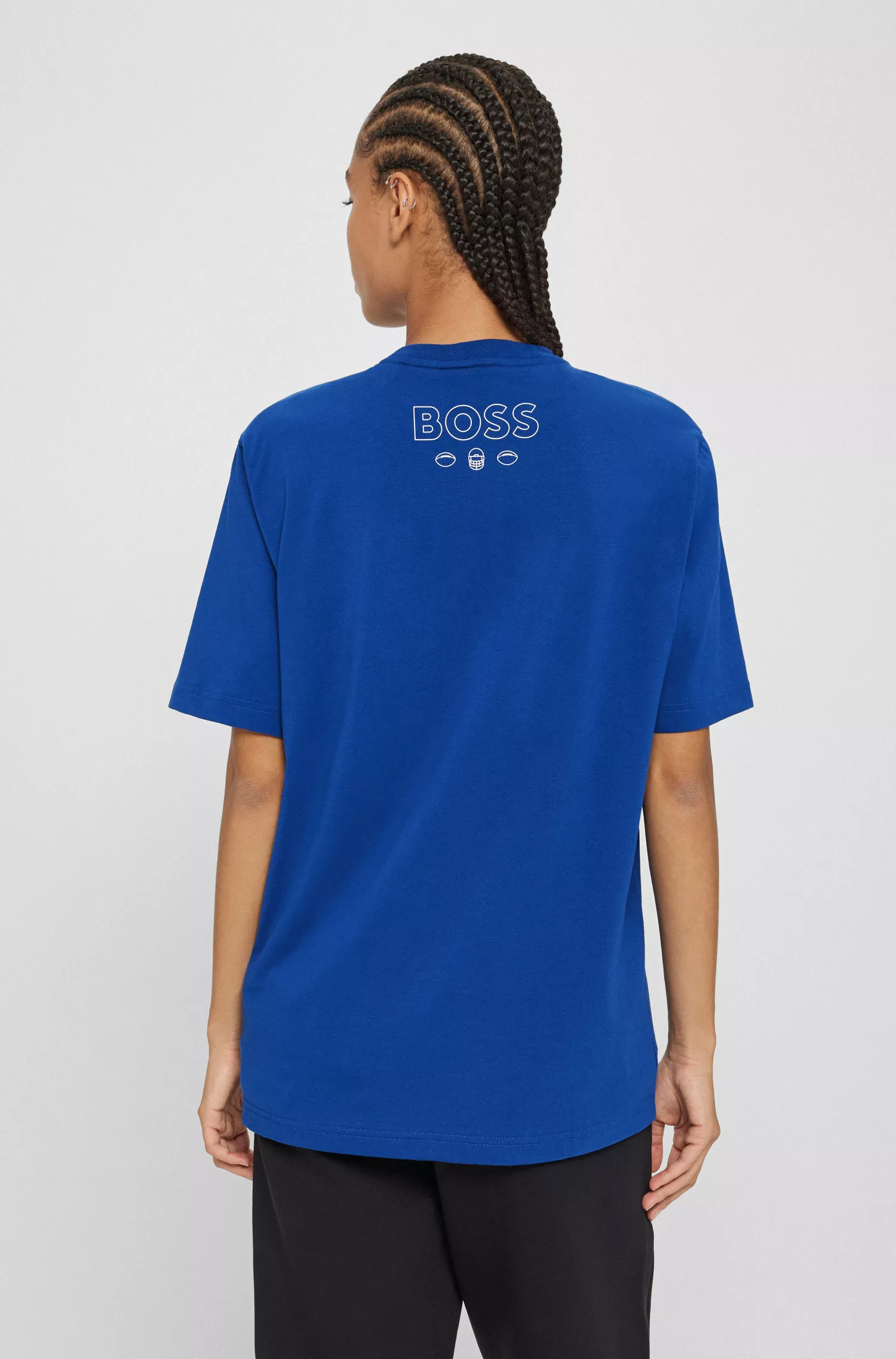 Camiseta BOSS Orange-BOSS x NFL em algodão stretch com estampa da colaboração.