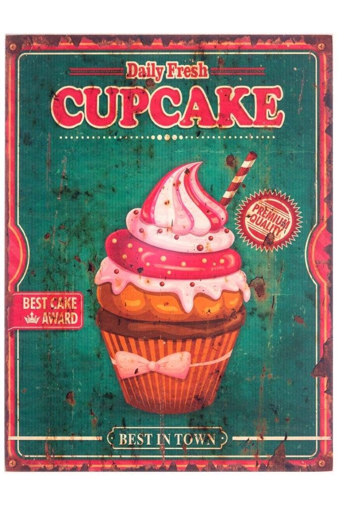Holzschild CUPCAKE II - bunt - 30x40 cm