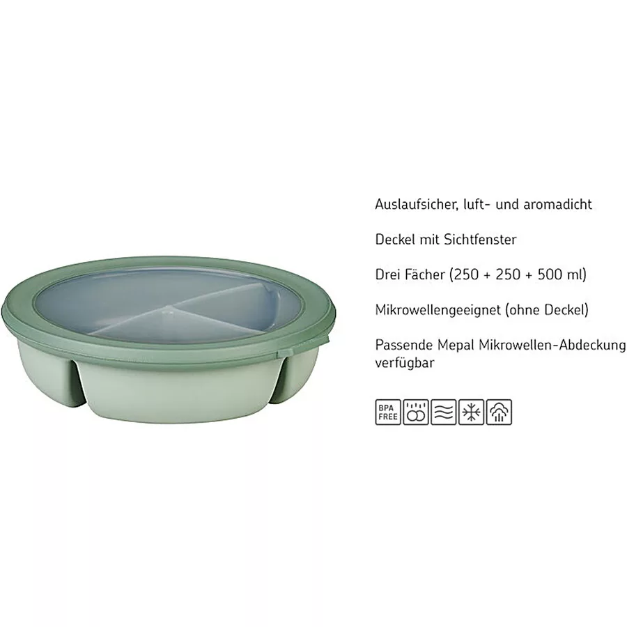 Mepal Bento Bowl mit Mikrowellendeckel Cirqula 250 + 250 + 500 ml hellblau