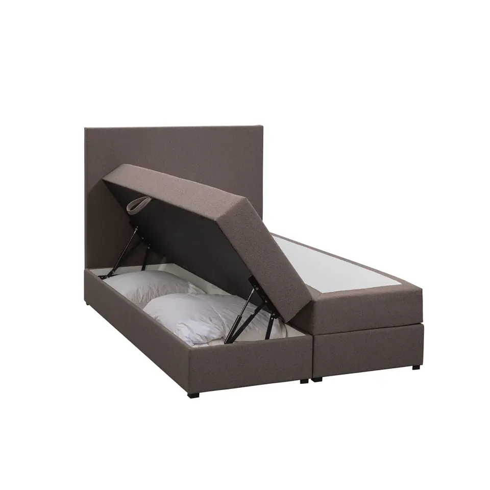 Boxspring met opbergruimte Liv egaal - donkerbruin - 120x200 cm